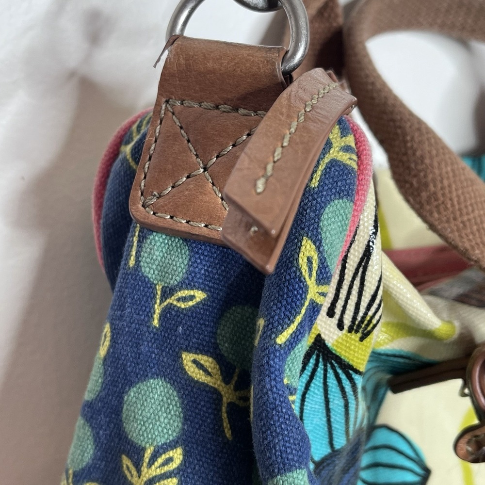 Fossil Keyper Y2K Crossbody Coated Canvas Floral Satchel Bag Colorful Artsy - Picture 5 of 12